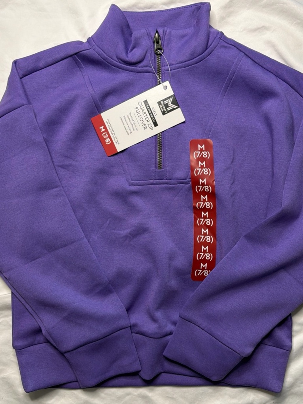 Kids' Purple Quarter-Zip Pullover - M (7/8)
